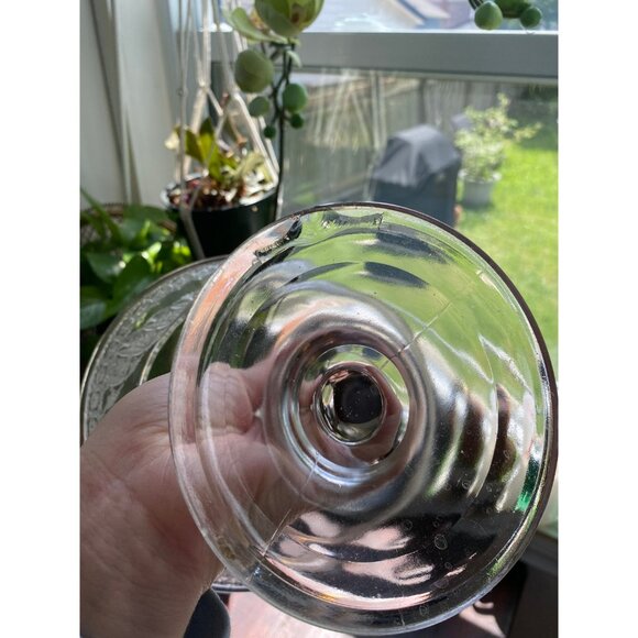 Antique vintage manganese glowing glass compote bowl - chipped vase - Picture 2 of 10